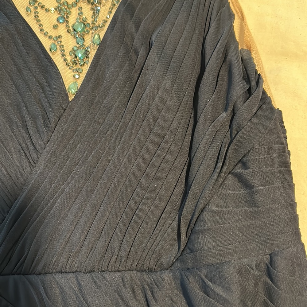Adrianna Papell formal beaded knee length navy dress. - Picture 4 of 5